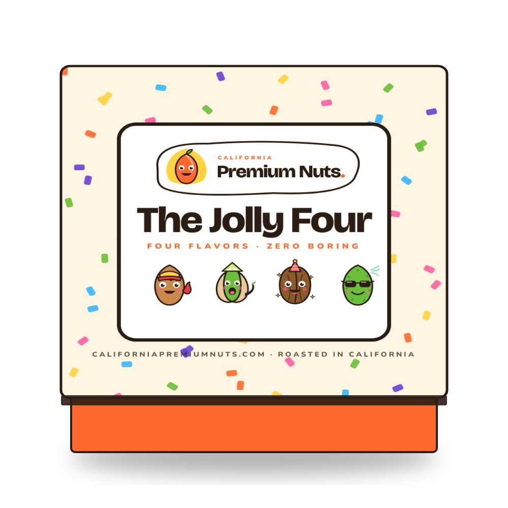 The Jolly Four gift box wearing a sample corporate sleeve that says Your logo here